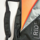 Ride Blackened Board Bag 2023 - A black bag with a zipper on the front, featuring a white logo that says "RIDE" in bold letters.