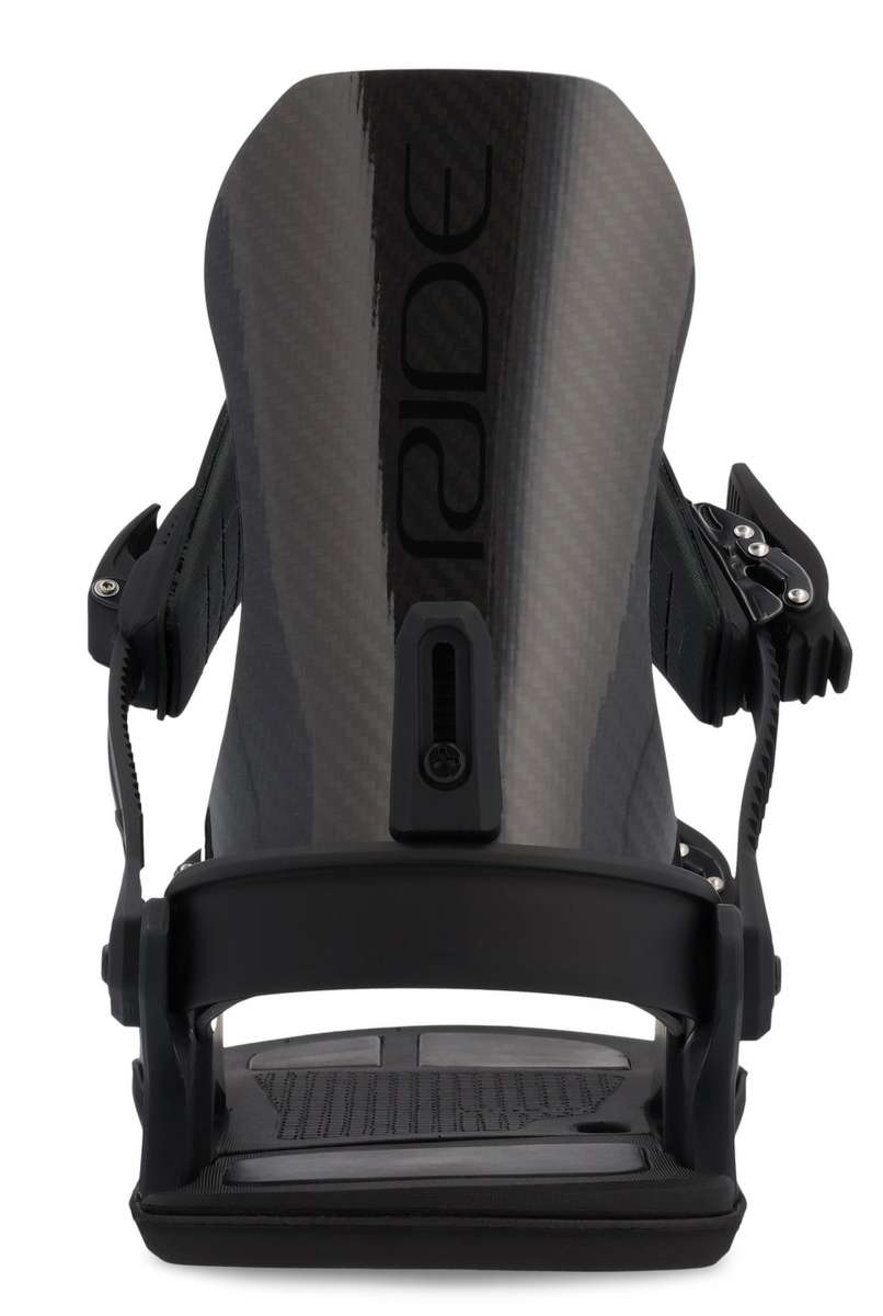 Ride C-10 Snowboard Binding 2023 - Black bindings with silver screws and bolts on a white background.