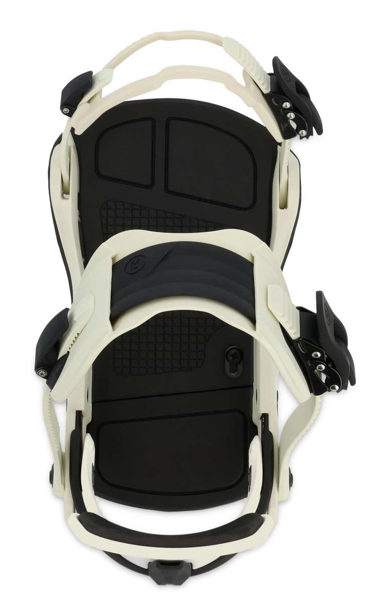 Ride C-6 Snowboard Binding 2023 - A black snowboard binding with a white logo on the top strap and silver screws.