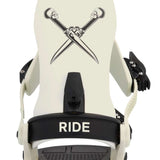 Ride C-6 Snowboard Binding 2023 - A black snowboard binding with a silver logo on top of the strap that says "ride" in lowercase letters.