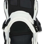 Ride C-9 Snowboard Bindings 2024 - A pair of black and white snowboard bindings with silver screws, viewed from above.