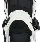 Ride C-9 Snowboard Bindings 2024 - A pair of black and white snowboard bindings with silver screws, viewed from above.