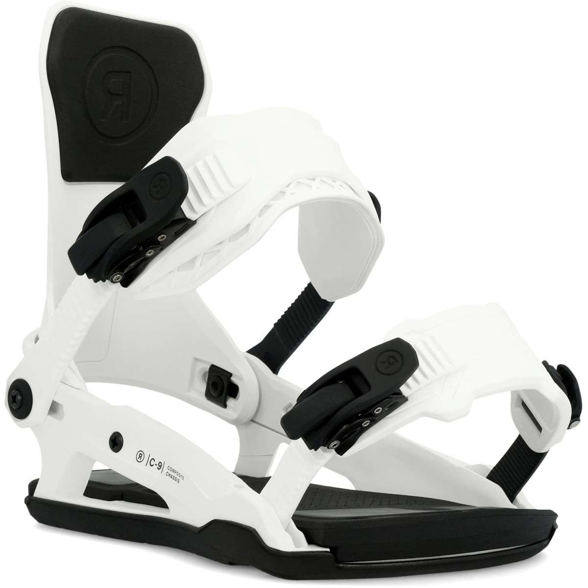 Ride C-9 Snowboard Bindings 2024 - White bindings with black buckles and straps.