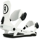 Ride C-9 Snowboard Bindings 2024 - White bindings with black buckles and straps on a white background.
