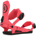 Ride C-9 Snowboard Bindings 2024 - A pair of red snowboard bindings with black buckles and straps.