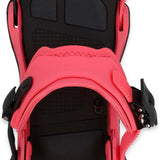 Ride C-9 Snowboard Bindings 2024 - A pair of black snowboard bindings with silver screws and buckles.