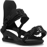 Ride C-10 Snowboard Bindings 2024 - Black bindings with a rectangular logo on top of the left binding strap.