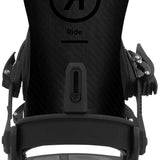 Ride C-10 Snowboard Bindings 2024 - Black bindings with a circular logo featuring a stylized "R" in black, centered on top of the binding.