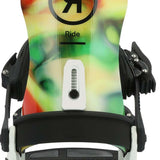 Ride C-10 Snowboard Bindings 2024 - A pair of snowboard bindings with a black base and silver buckles.