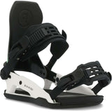 Ride C-10 Snowboard Bindings 2024 - Black bindings with white accents and green stitching on straps.