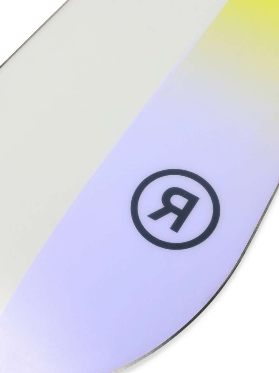 Ride Women's Compact Snowboard 2023 - White snowboard with black logo on top of it.
