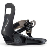 Ride Junior's Micro Snowboard Bindings 2022 - Black bindings with white lettering and logo on top strap.
