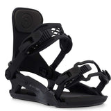 Ride Junior K-1 Snowboard Binding 2023 - Black snowboard bindings with silver screws and buckles.