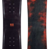 Ride Junior Lowride Snowboard 2024 - A black snowboard with a white logo and text on top, featuring a red stripe at the bottom.