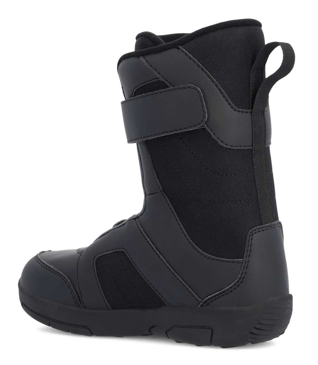 Ride Junior Norris Snowboard Boot 2023 - Black snowboard boots with a strap and buckle on the side.