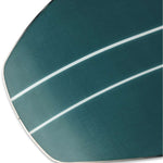 Ride Junior's Zero Snowboard 2024 - A dark green snowboard with white stripes and a silver edge.