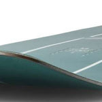 Ride Junior's Zero Snowboard 2024 - A dark green snowboard with white stripes and a logo on top.