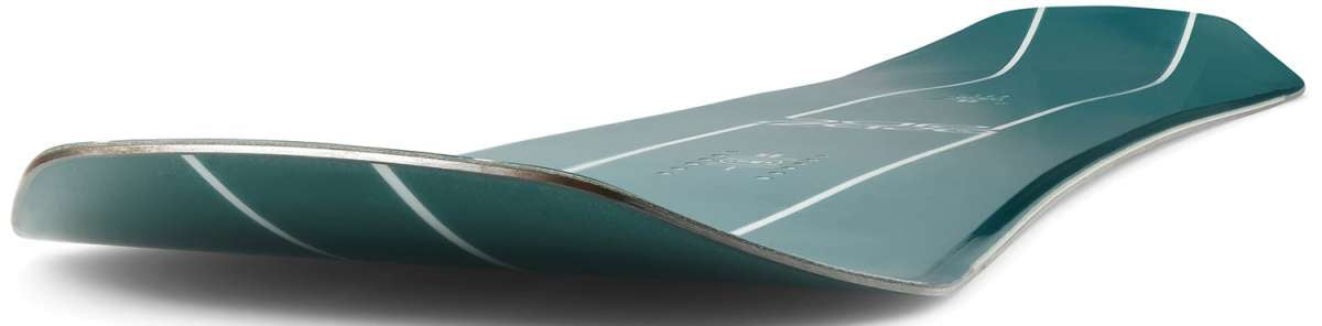 Ride Junior's Zero Snowboard 2024 - A dark green snowboard with white stripes and a logo on top.