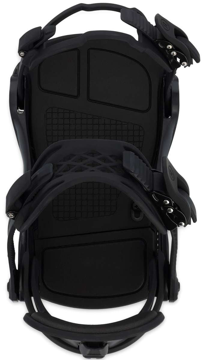 Ride Junior's K-1 Snowboard Binding 2024 - A black snowboard binding with a textured pattern on the baseplate and straps.