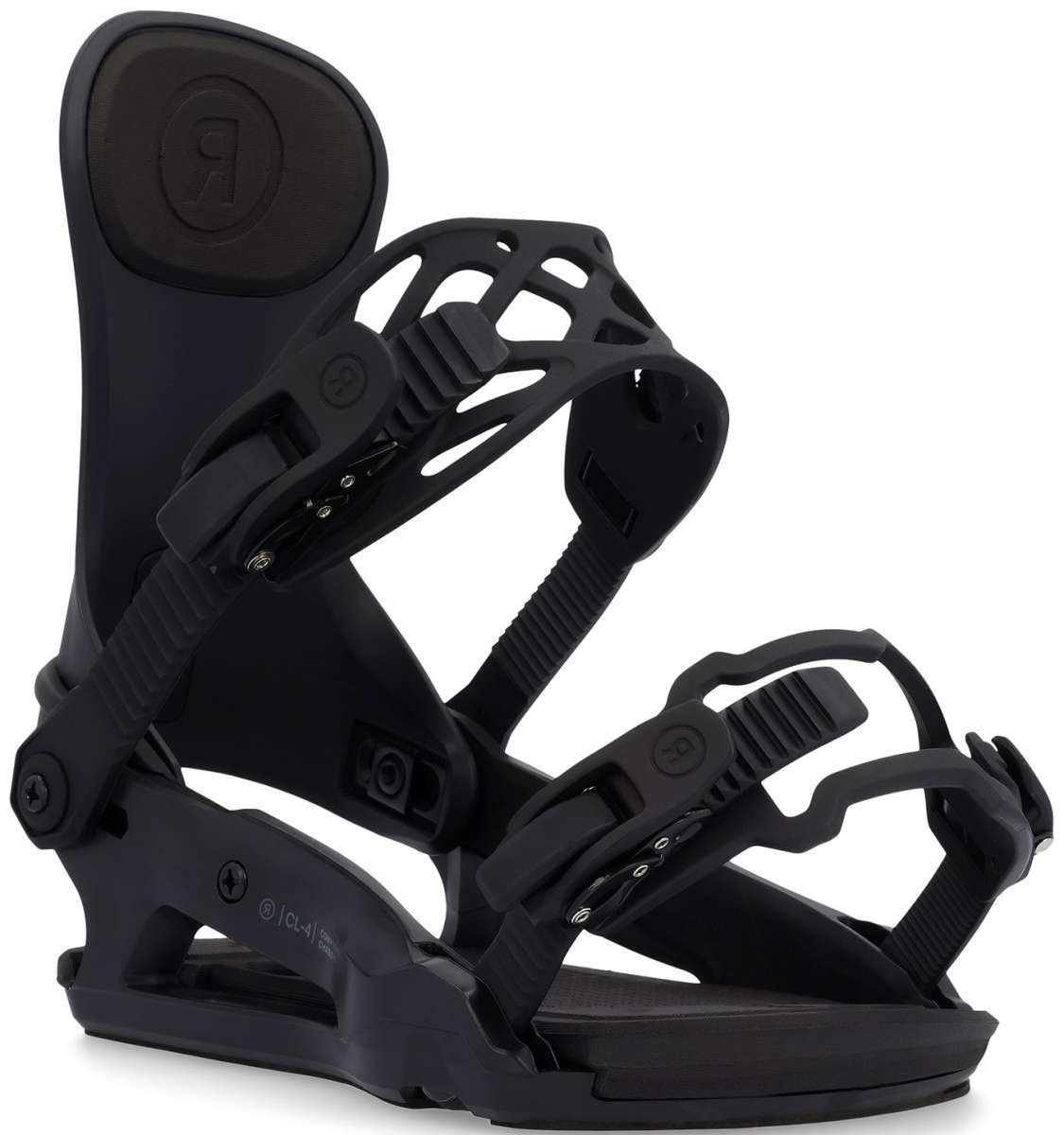 Ride Women's CL-4 Snowboard Bindings 2024 - Black bindings with silver screws and buckles.
