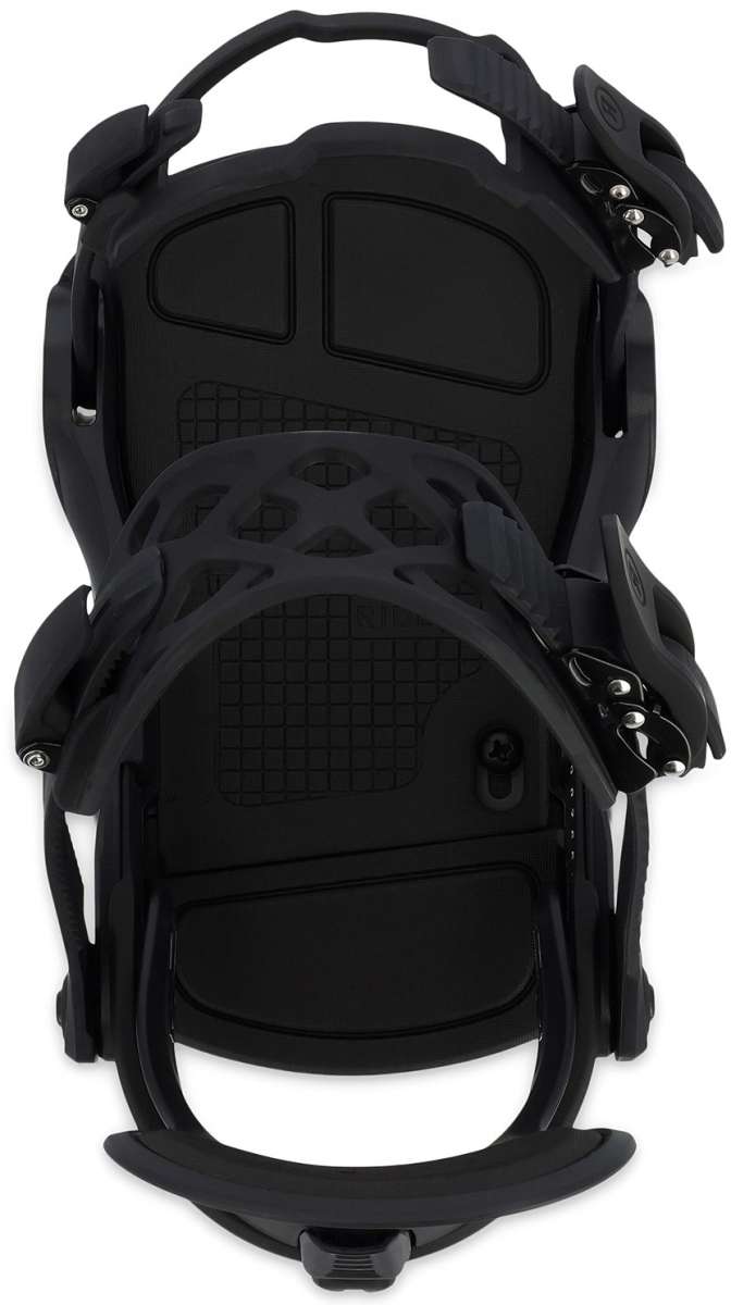 Ride Women's CL-4 Snowboard Bindings - Black bindings with silver screws and black straps on a white background.