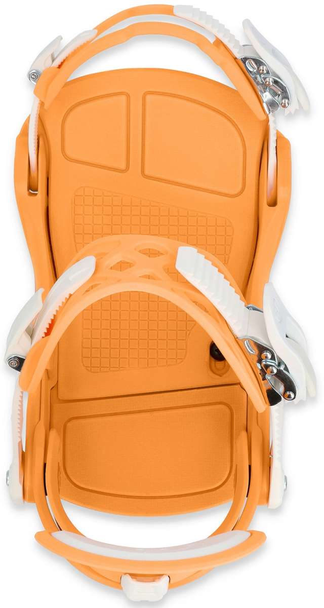 Ride Women's CL-4 Snowboard Bindings 2024 - A pair of snowboard bindings with a sleek, modern design and silver buckles.