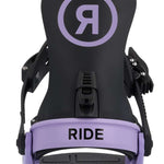 Ride Ladies CL-4 Snowboard Binding 2022-2023 - A black binding with a purple logo and lettering, featuring a purple strap.