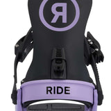 Ride Ladies CL-4 Snowboard Binding 2022-2023 - A black binding with a purple logo and lettering, featuring a purple strap.