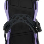 Ride Ladies CL-4 Snowboard Binding 2022-2023 - A black snowboard binding with a purple logo on the strap and silver screws.