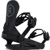 Ride Ladies CL-4 Snowboard Binding 2022-2023 - A black snowboard binding with a circular logo featuring a stylized "R" in gray on top of it.