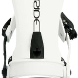 Ride Women's CL-6 Snowboard Bindings - 2024 model bindings with black straps and buckles on a white background.