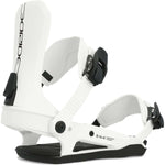 Ride Women's CL-6 Snowboard Bindings 2024 - A pair of white snowboard bindings with black buckles and straps.