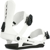 Ride Women's CL-6 Snowboard Bindings 2024 - A pair of white snowboard bindings with black buckles and straps.