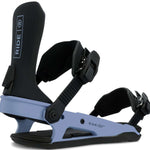 Ride Women's CL-6 Snowboard Bindings - A pair of black bindings with silver screws and a white logo on the strap.