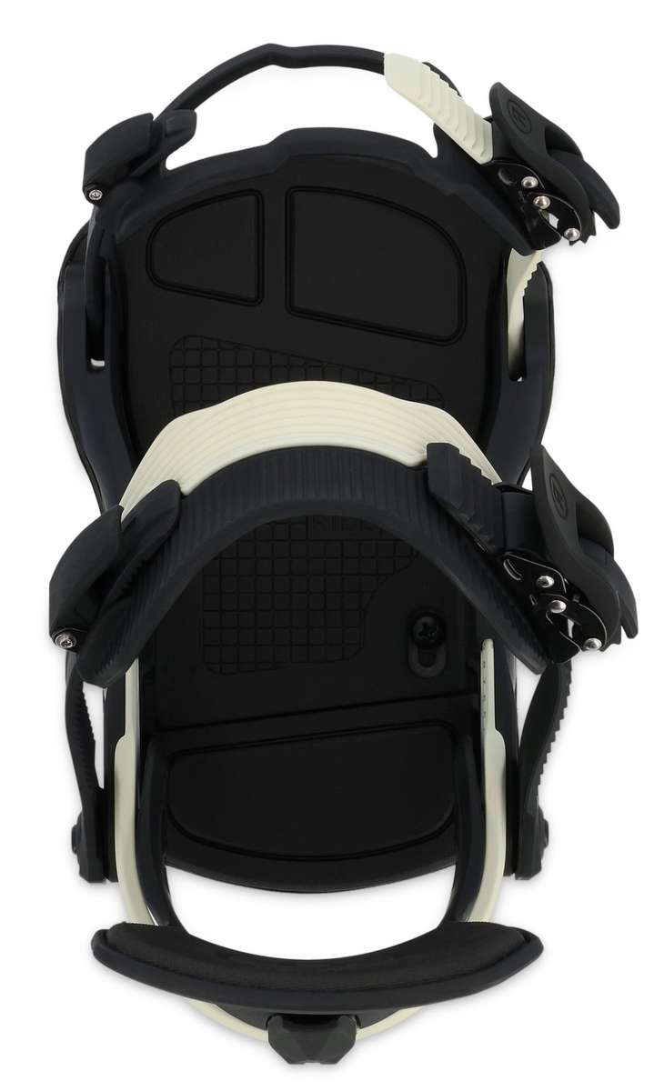 Ride Women's CL-6 Snowboard Binding - A black snowboard binding with a white strap and silver screws.