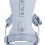 Ride Women's CL-6 Snowboard Binding 2023 - A light gray snowboard binding with a rectangular logo on top that reads "RIDE" in dark gray letters.