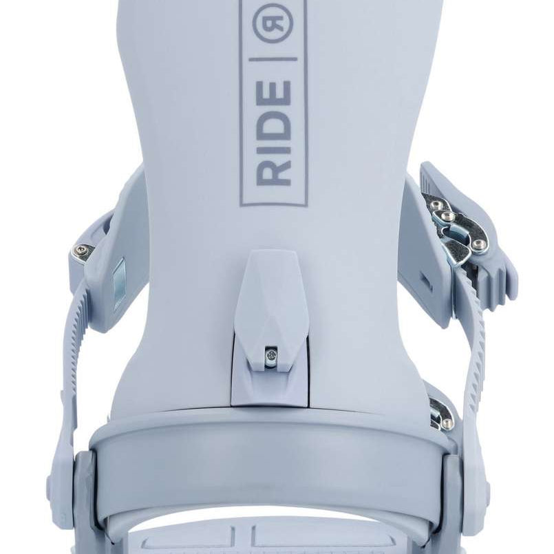 Ride Women's CL-6 Snowboard Binding 2023 - A light gray snowboard binding with a rectangular logo on top that reads "RIDE" in dark gray letters.
