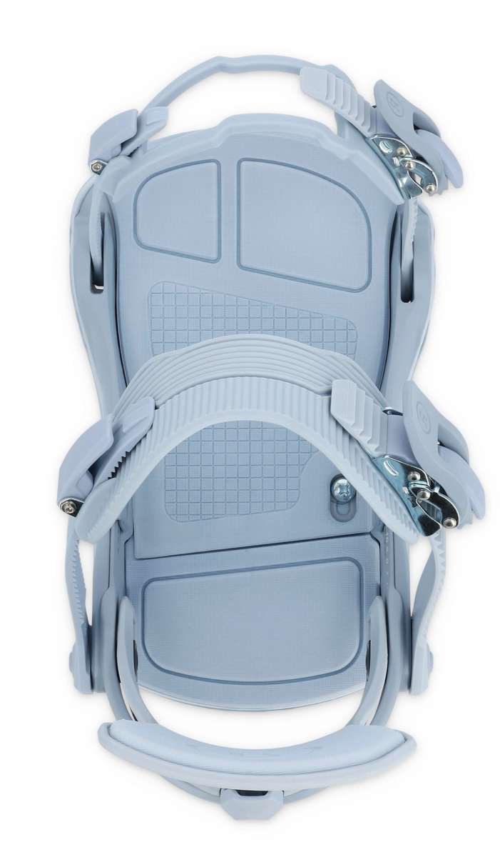 Ride Women's CL-6 Snowboard Binding - A light gray snowboard binding with a textured pattern on the top strap and silver buckles.