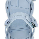 Ride Women's CL-6 Snowboard Binding - A light gray snowboard binding with a textured pattern on the top strap and silver buckles.