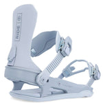 Ride Women's CL-6 Snowboard Binding 2023 - A light gray snowboard binding with a rectangular logo on the strap and a small silver screw visible on the baseplate.