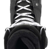 Ride Ladies Context Snowboard Boot 2022 - Black snowboard boot with white laces and a black strap on top.