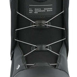 Ride Women's Harper Snowboard Boots 2024 - Black snowboard boots with a round black dial on the side and white stitching.
