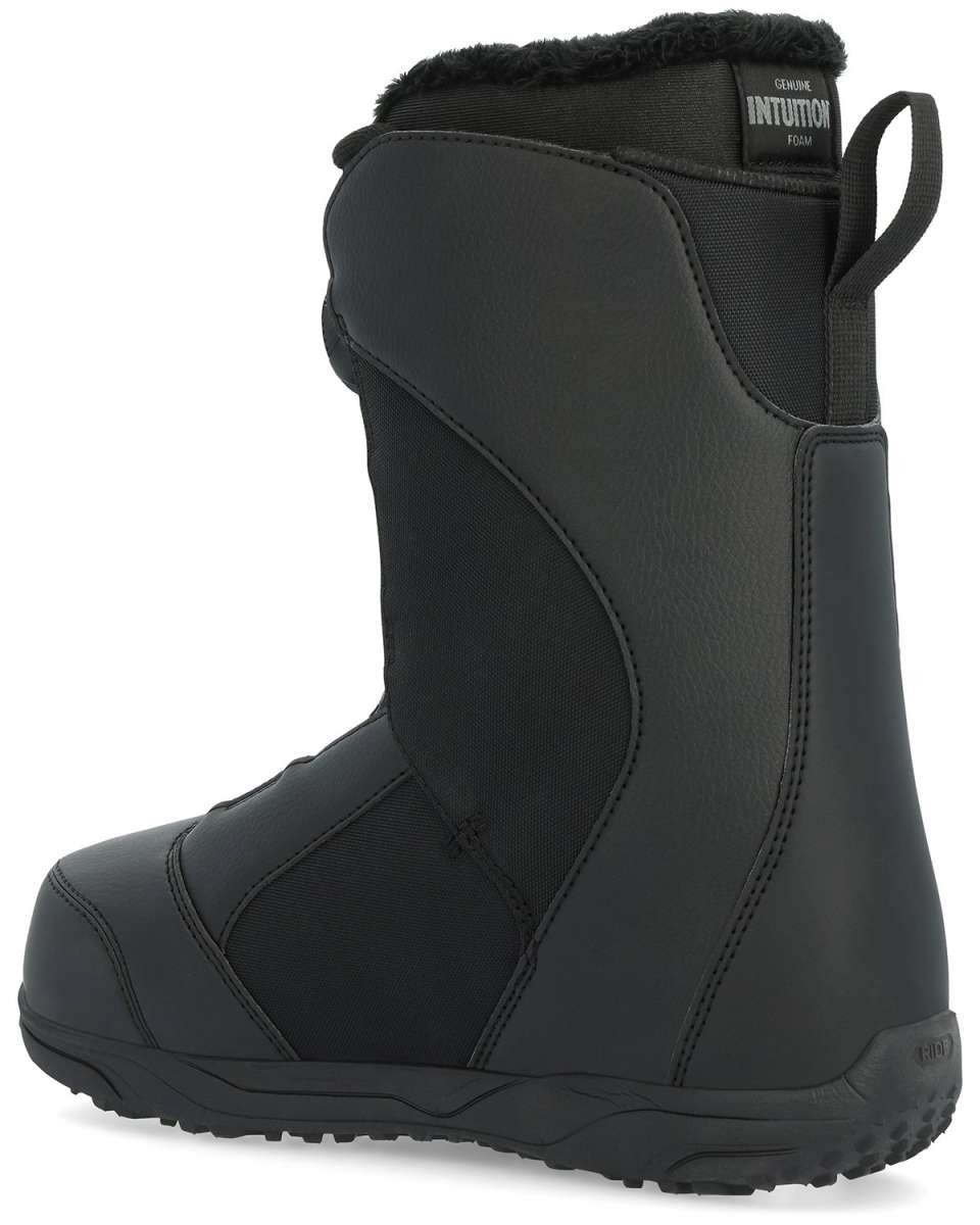 Ride Women's Harper Snowboard Boots 2024 - Black snowboard boots with a textured rubber toe cap and laces.