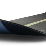 Ride Women's Heartbreaker Snowboard 2024 - A black snowboard with a white stripe and a logo on top, featuring a blue background with a white heart in the center.