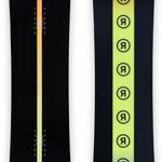 Ride Women's Heartbreaker Snowboard 2024 - A black snowboard with a thin orange stripe down the middle.