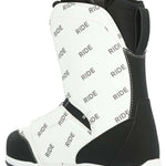 Ride Women's Karmyn Zonal Snowboard Boots 2024 - Black snowboard boots with a white logo on the side and a black strap across the top.