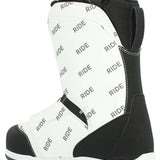 Ride Women's Karmyn Zonal Snowboard Boots 2024 - Black snowboard boots with a white logo on the side and a black strap across the top.