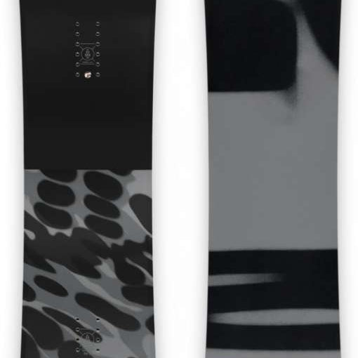 Ride Manic - Snowboard with a black base color and white abstract pattern on top.