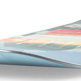 Ride Russell X Algoryhythm LTD Snowboard 2024 - A light blue snowboard with a colorful, abstract design on its top surface.