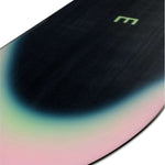 Ride Women's Saturday Snowboard 2024 - A black snowboard with a green logo in the top right corner.